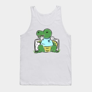 Goalkeeper Football Tyrannosaurus Dinosaur Dino Cartoon Cute Character Tank Top